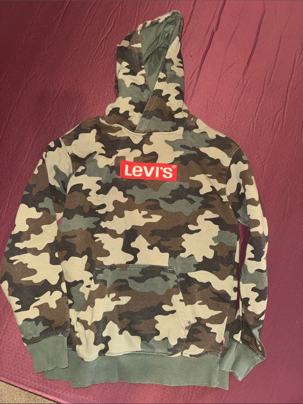 Levi's Boy’s Size Camo Crewneck Hoodie with Red Logo